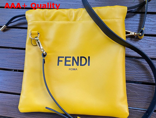 Fendi Pack Small Pouch Bag with Drawstring Yellow Nappa Leathe ROMA Replica