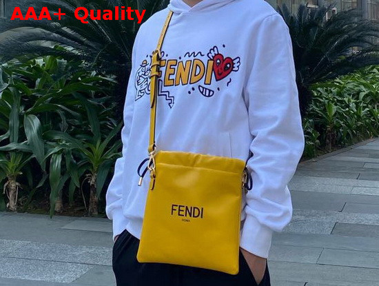 Fendi Pack Small Pouch Bag with Drawstring Yellow Nappa Leathe ROMA Replica