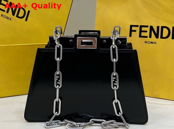 Fendi Peekaboo Cut Petite Black Leather Bag Replica