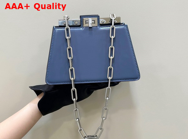 Fendi Peekaboo Cut Petite Blue Leather Bag Replica