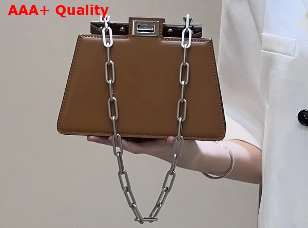 Fendi Peekaboo Cut Petite Brown Leather Bag Replica
