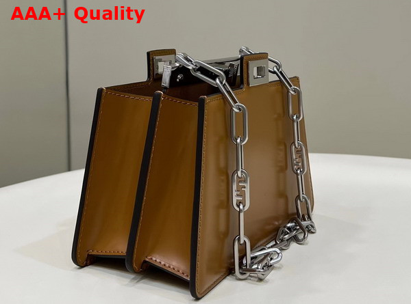 Fendi Peekaboo Cut Petite Brown Leather Bag Replica