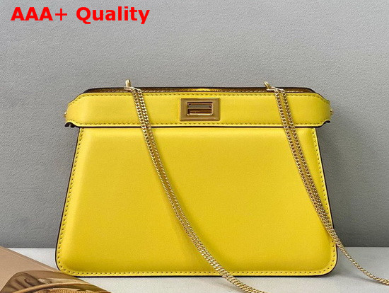 Fendi Peekaboo I See U Pochette Yellow Nappa Leather Bag Replica