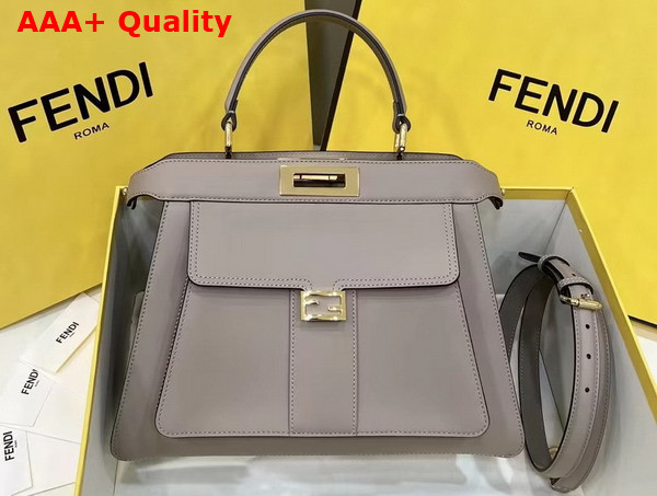 Fendi Peekaboo ISeeU Medium Handbag in Dove Grey Leather with Pocket Replica