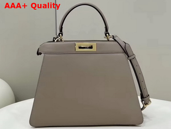 Fendi Peekaboo ISeeU Medium Handbag in Dove Grey Leather with Pocket Replica