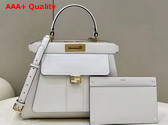 Fendi Peekaboo ISeeU Medium Handbag in White Leather with Pocket Replica