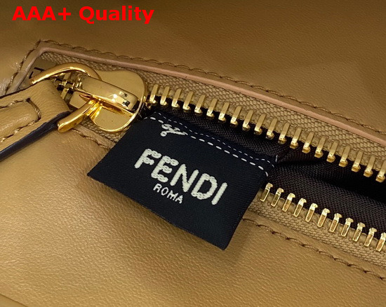 Fendi Peekaboo Iconic Medium Beige Leather Interlace Bag Replica