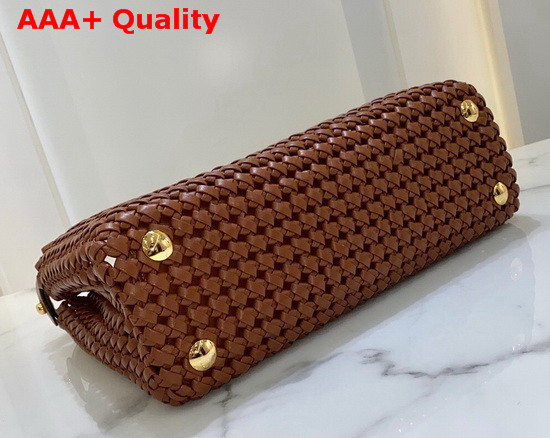 Fendi Peekaboo Iconic Medium Brown Leather Interlace Bag Replica