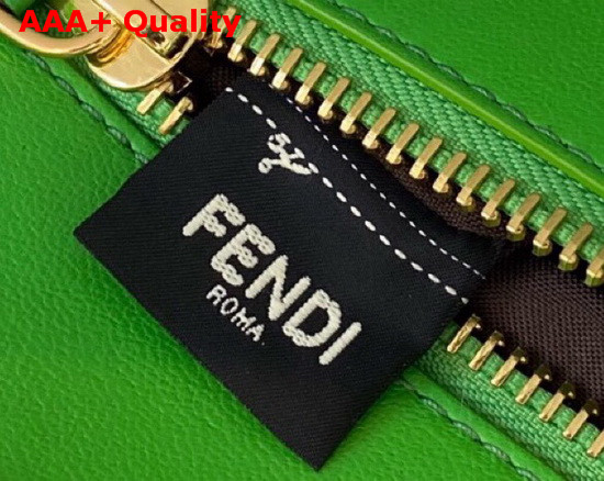 Fendi Peekaboo Iconic Medium Green Leather Interlace Bag Replica