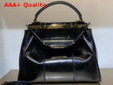 Fendi Peekaboo Iconic Medium Handbag in Black Vintage Calf Leather Replica