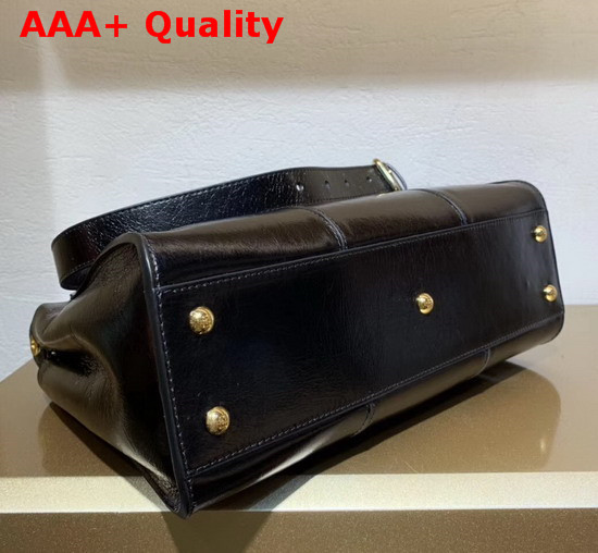 Fendi Peekaboo Iconic Medium Handbag in Black Vintage Calf Leather Replica
