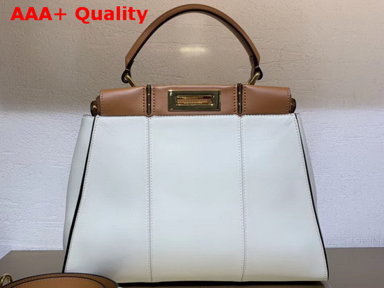 Fendi Peekaboo Iconic Medium Handbag in White and Brown Calfskin Replica