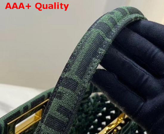 Fendi Peekaboo Iconic Medium Jacquard Fabric Interlace Bag in Green Replica