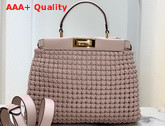 Fendi Peekaboo Iconic Medium Pink Leather Interlace Bag Replica
