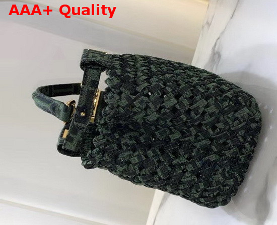 Fendi Peekaboo Iconic Mini Jacquard Fabric Interlace Bag in Green Replica
