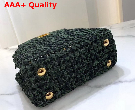 Fendi Peekaboo Iconic Mini Jacquard Fabric Interlace Bag in Green Replica
