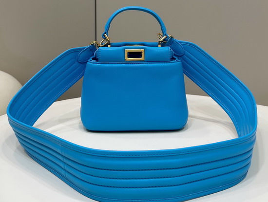 Fendi Peekaboo Iconic XS Blue Leather Bag Replica