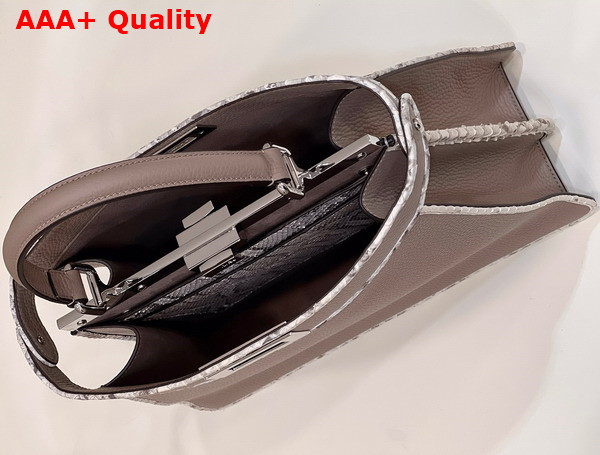 Fendi Peekaboo Iseeu Medium Bag in Dove Gray Grained Leather with Python Leather Trims Replica