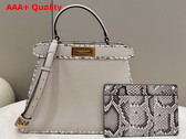 Fendi Peekaboo Iseeu Medium Bag in White Grained Leather with Python Leather Trims Replica