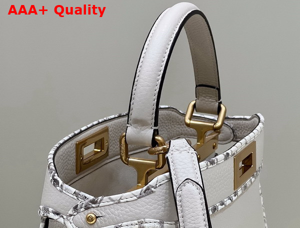 Fendi Peekaboo Iseeu Medium Bag in White Grained Leather with Python Leather Trims Replica