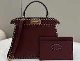 Fendi Peekaboo Iseeu Medium Burgundy Full Grain Leather Bag Replica