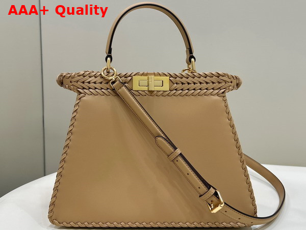 Fendi Peekaboo Iseeu Medium Handbag in Beige Woven Leather Replica