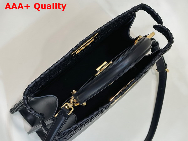 Fendi Peekaboo Iseeu Medium Handbag in Black Woven Leather Replica
