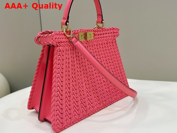Fendi Peekaboo Iseeu Medium Handbag in Watermelon Woven Leather Replica