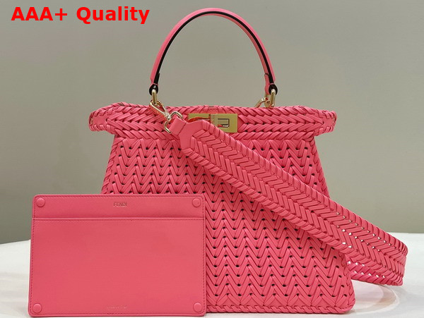 Fendi Peekaboo Iseeu Medium Handbag in Watermelon Woven Leather Replica
