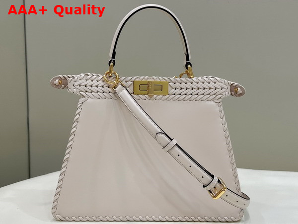 Fendi Peekaboo Iseeu Medium Handbag in White Woven Leather Replica