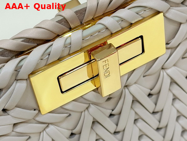 Fendi Peekaboo Iseeu Medium Handbag in White Woven Leather Replica