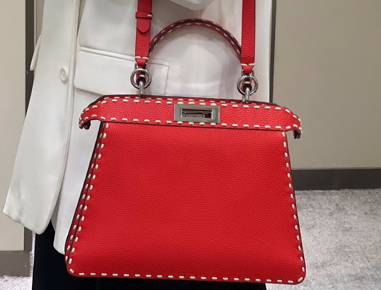 Fendi Peekaboo Iseeu Medium Red Full Grain Leather Bag Replica