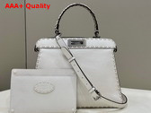 Fendi Peekaboo Iseeu Medium White Selleria Bag Romano Leather and Python Handle Replica
