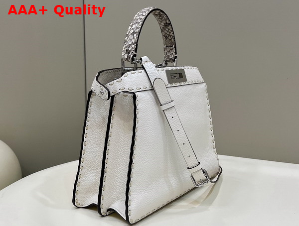 Fendi Peekaboo Iseeu Medium White Selleria Bag Romano Leather and Python Handle Replica