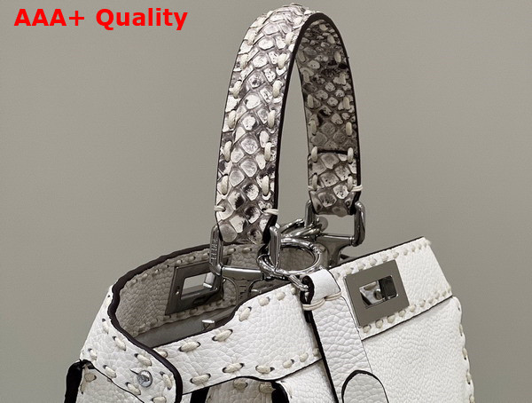 Fendi Peekaboo Iseeu Medium White Selleria Bag Romano Leather and Python Handle Replica