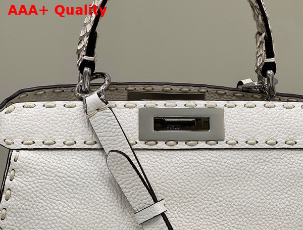 Fendi Peekaboo Iseeu Medium White Selleria Bag Romano Leather and Python Handle Replica