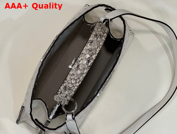 Fendi Peekaboo Iseeu Medium White Selleria Bag Romano Leather and Python Handle Replica