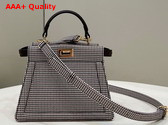 Fendi Peekaboo Iseeu Petite Grey Houndstooth Wool Replica