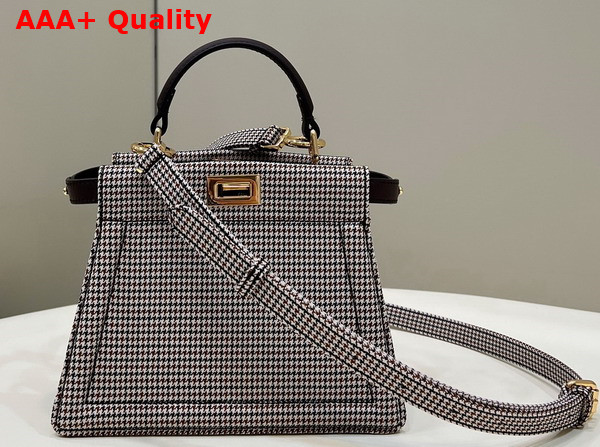 Fendi Peekaboo Iseeu Petite Grey Houndstooth Wool Replica