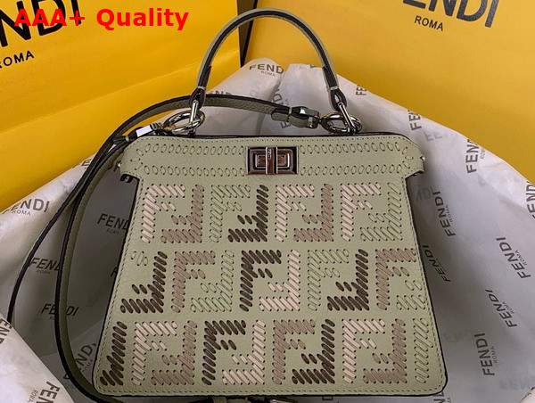 Fendi Peekaboo Iseeu Petite Sage Green Leather Bag with FF Interlacing Replica