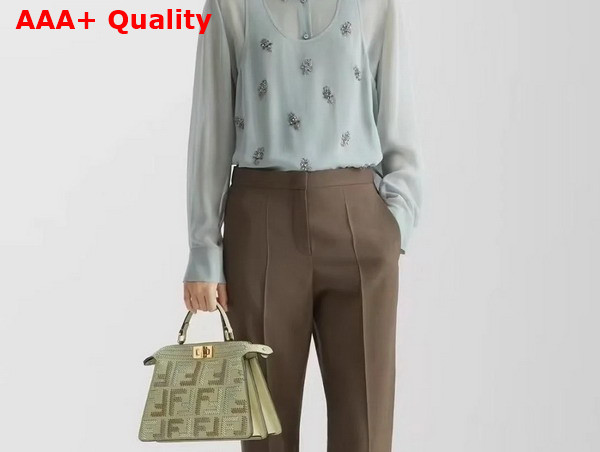 Fendi Peekaboo Iseeu Petite Sage Green Leather Bag with FF Interlacing Replica