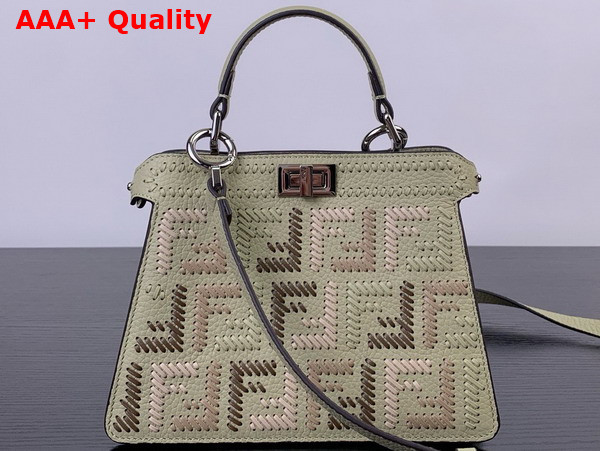 Fendi Peekaboo Iseeu Petite Sage Green Leather Bag with FF Interlacing Replica