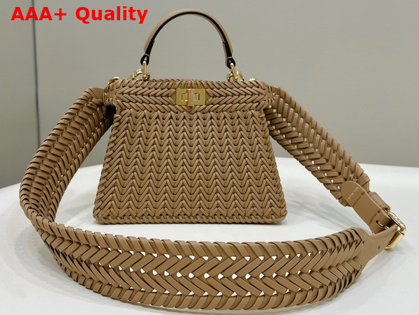 Fendi Peekaboo Iseeu Petite in Beige Woven Leather Replica