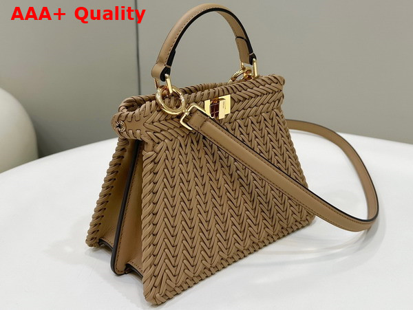 Fendi Peekaboo Iseeu Petite in Beige Woven Leather Replica