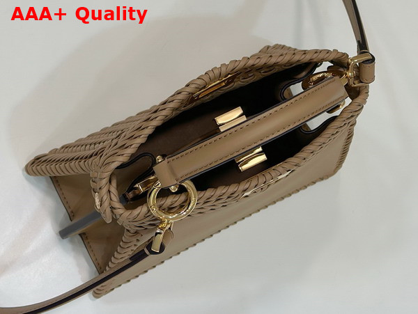 Fendi Peekaboo Iseeu Petite in Beige Woven Leather Replica