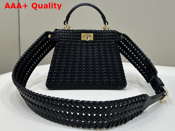 Fendi Peekaboo Iseeu Petite in Black Woven Leather Replica