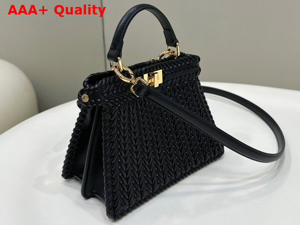 Fendi Peekaboo Iseeu Petite in Black Woven Leather Replica