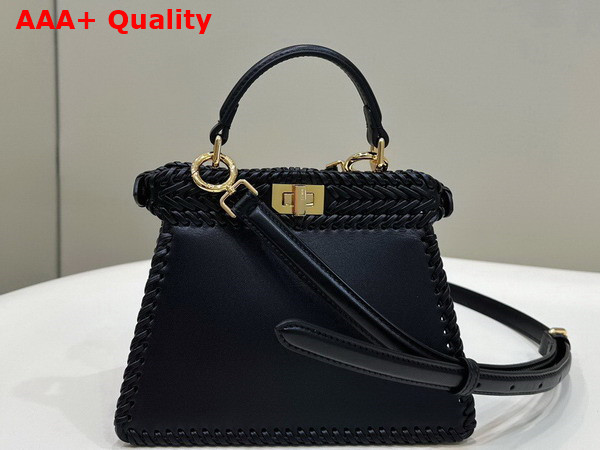 Fendi Peekaboo Iseeu Petite in Black Woven Leather Replica