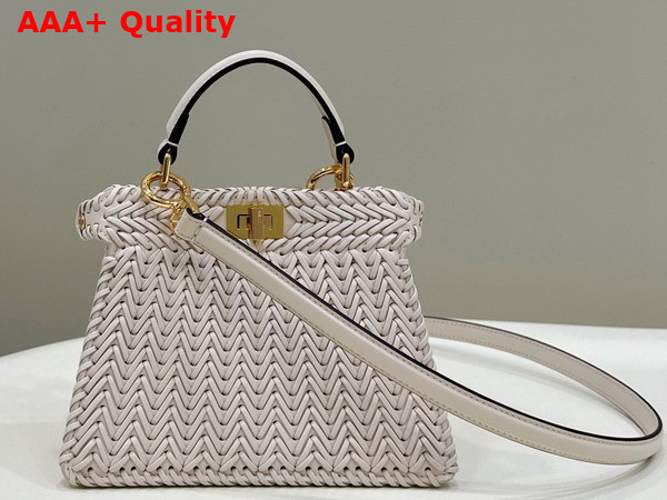 Fendi Peekaboo Iseeu Petite in White Woven Leather Replica