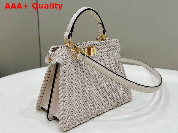 Fendi Peekaboo Iseeu Petite in White Woven Leather Replica
